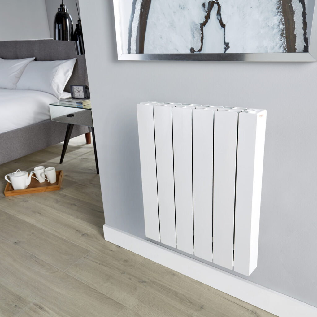 A Vanage Connect Electric Radiator with WiFi control installed in a modern home.