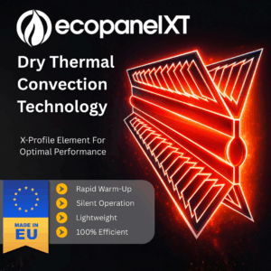 Image detailing the X-Shaped heating element inside the Ecopanel XT Electric Radiator that increases efficiency, boosts heat-up time and saves weight.