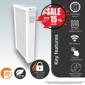 Electrorad AF01E Aeroflow WiFi Controlled Electric Radiator, 650w