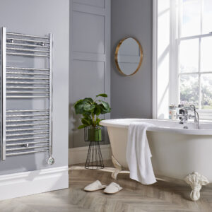 The Modus Heated Towel Rail from Electric Heating Expert is available in two sizes and wattage ratings. It's made in high-quality chromed steel and it's fully programmable.