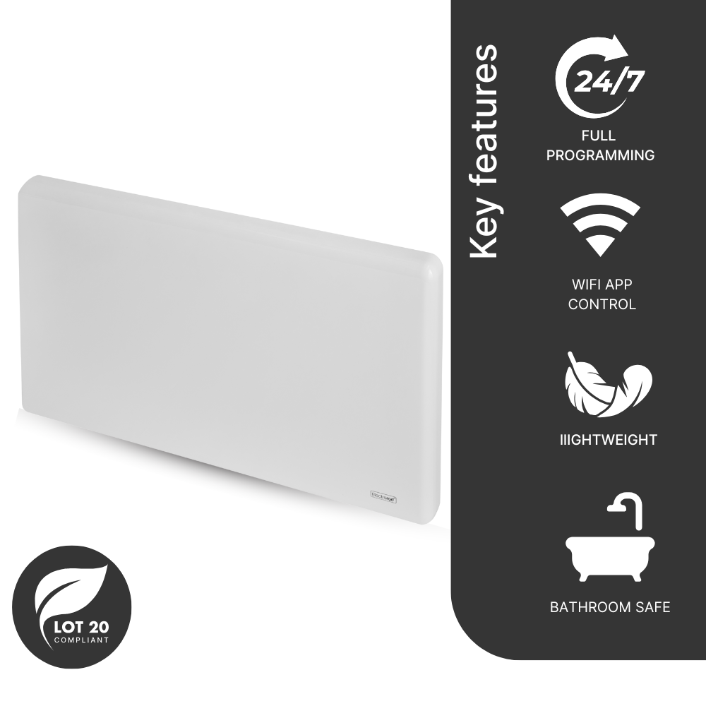 Main product image for the Electrorad HPH06 Designer Panel Heater avaialable in three different power outputs and sizes and white in colour.