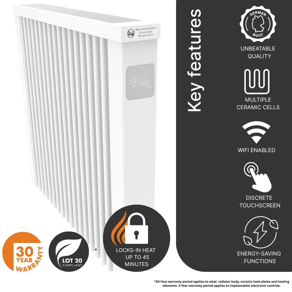 The 1300w AF04E Aeroflow Electric Radiator product image