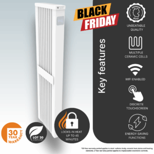 Electrorad AF10E Aeroflow WiFi Controlled Electric Radiator, Vertical, 1600w