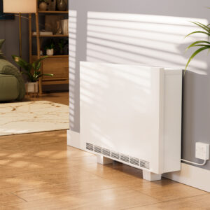 The Thermastore HHR high heat-retention storage heater by Electrorad in lounge.