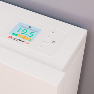 The Thermastore HHR storage heater close-up of controls and TFT display.