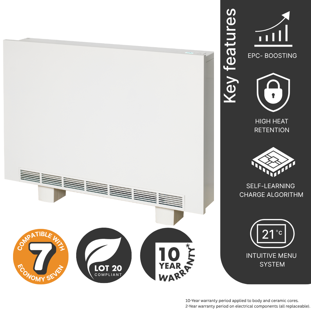 Single product image of the 1650w Thermastore HHR storagbe heater from Electrorad. Stocked by Electric Heating Expert.