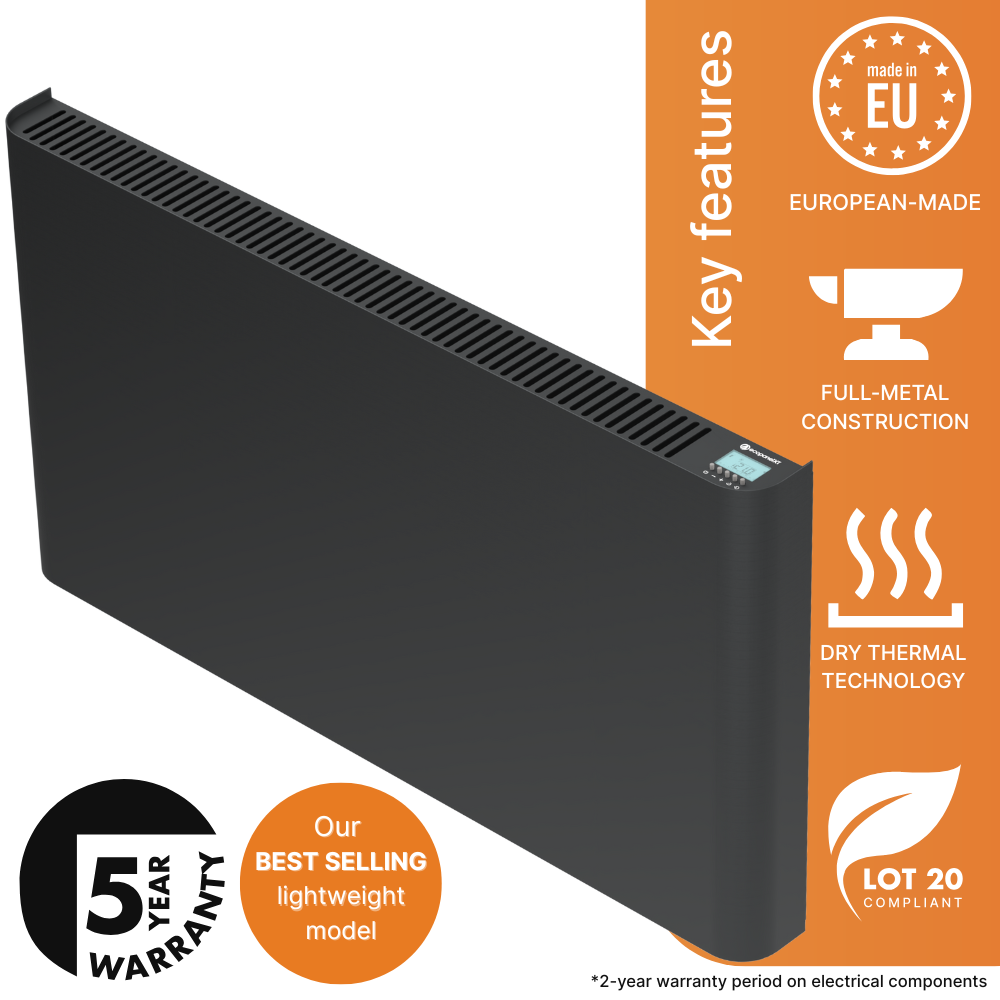 The 2000w Ecopanel XT in stylish antracite. Product image.