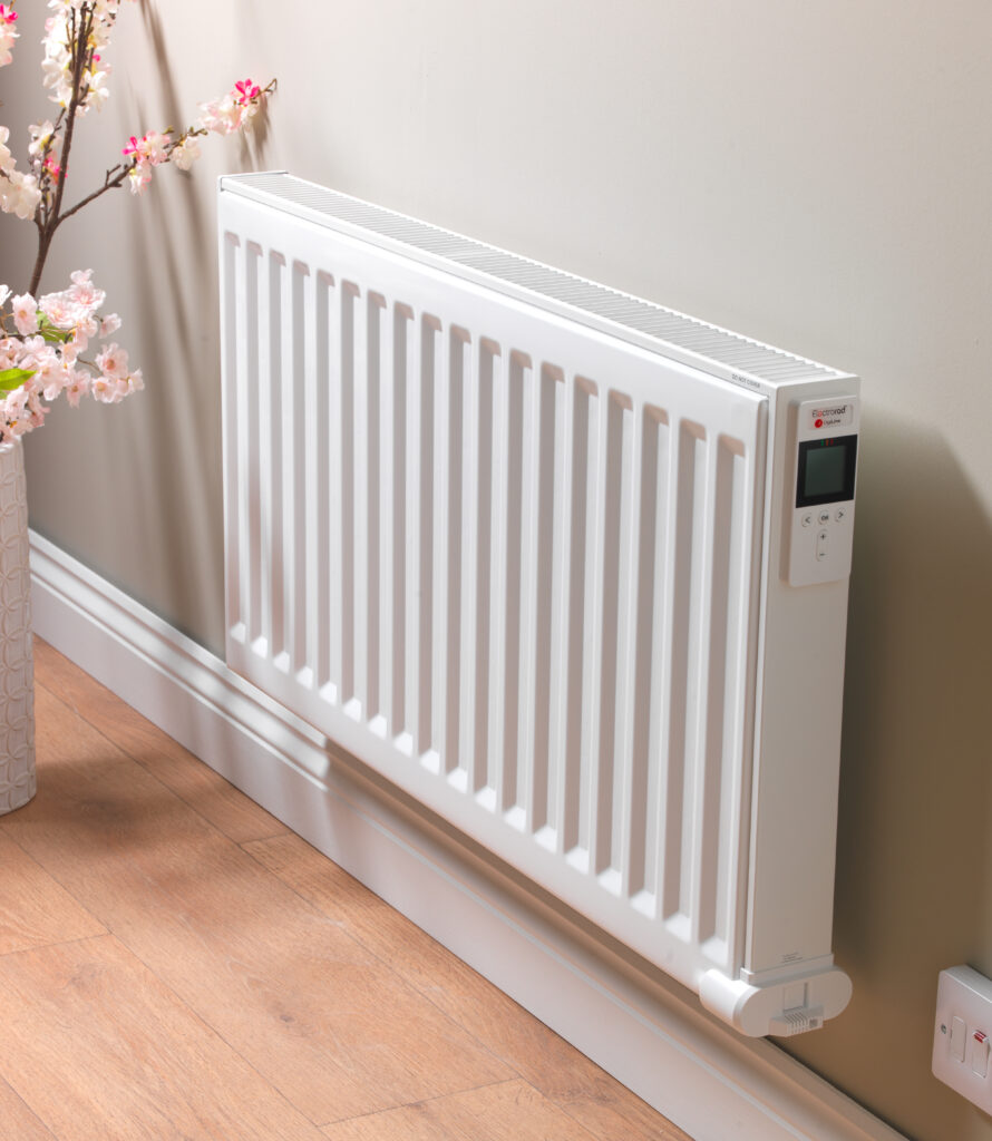 The Electrorad Digi-Line Electric Radiator main product image of the 2000w double-panel model wall-mounted in a neutral-coloured living area.