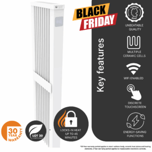 Electrorad AF10E Aeroflow WiFi Controlled Electric Radiator, Vertical, 1600w