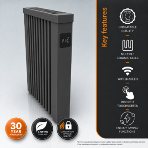 Electrorad AF01E Aeroflow WiFi Controlled Electric Radiator, 650w - Anthracite Grey