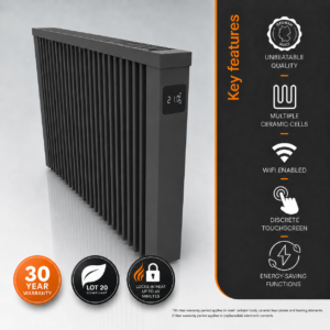 Electrorad AF05E Aeroflow WiFi Controlled Electric Radiator, 2000w - Anthracite Grey