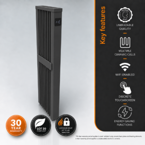 Electrorad AF10E Aeroflow WiFi Controlled Electric Radiator, 1600w - Anthracite Grey