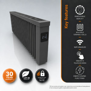 Electrorad AF12E Aeroflow WiFi Controlled Electric Radiator, 1200w - Anthracite Grey