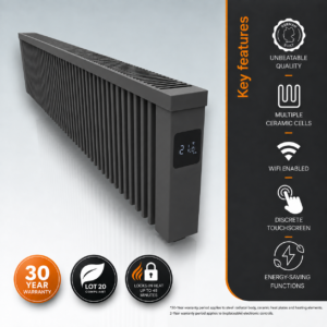 Electrorad AF14E Aeroflow WiFi Controlled Electric Radiator, 2000w - Anthracite Grey